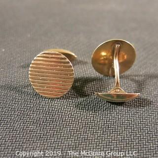 Jewelry: Vintage ESEMCO 10K. 20mm round ribbed cuff links; 7.1 grams (TMG 742)