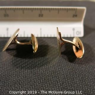 Jewelry: Vintage ESEMCO 10K. 20mm round ribbed cuff links; 7.1 grams (TMG 742)