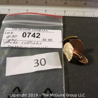 Jewelry: Vintage ESEMCO 10K. 20mm round ribbed cuff links; 7.1 grams (TMG 742)