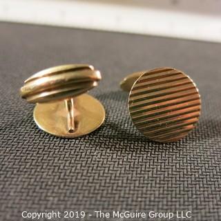 Jewelry: Vintage ESEMCO 10K. 20mm round ribbed cuff links; 7.1 grams (TMG 742)