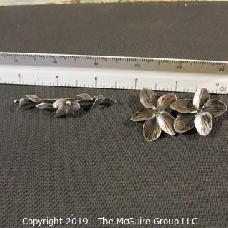 Jewelry: Two vintage silver pins