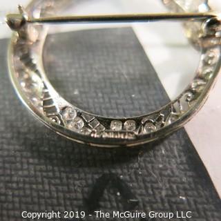 Jewelry: Vintage Filigree Iridium/Platinum circle brooch, 33 mine cut, clean white diamonds, 1.50 ctw points, 5.5 grams total weight. (TMG 762)