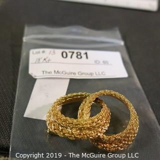 Jewelry: Entwined Double Circle brooch, braided rope motif, 49 x 33 mm, 18K Yellow gold; 15.2 grams (Italy); (TMG 781)