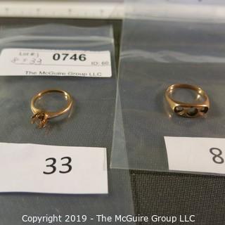 Jewelry: Two VTG gold rings minus stones