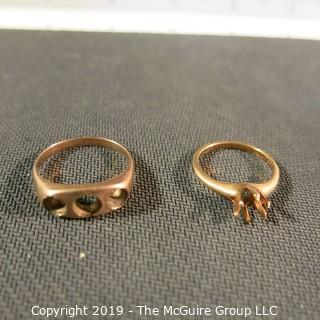 Jewelry: Two VTG gold rings minus stones