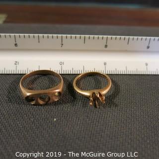 Jewelry: Two VTG gold rings minus stones