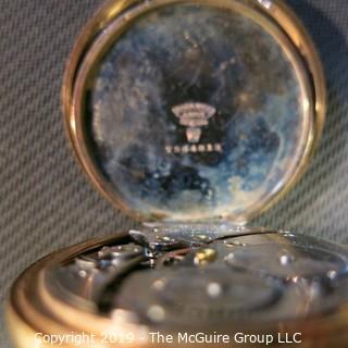 Jewelry: Size 45mm Pocket Watch - Gold Filled, 17 Jewel movement, early 20th C, movement serial # 1432779 7564813, monogrammed. 