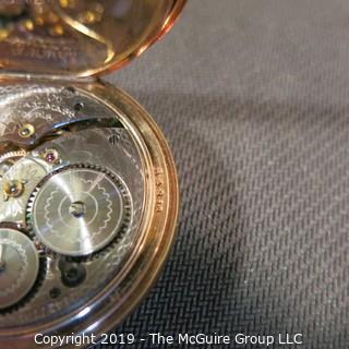 Jewelry: Size 45mm Pocket Watch - Gold Filled, 17 Jewel movement, early 20th C, movement serial # 1432779 7564813, monogrammed. 