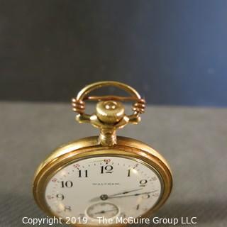 Jewelry: Size 45mm Pocket Watch - Gold Filled, 17 Jewel movement, early 20th C, movement serial # 1432779 7564813, monogrammed. 