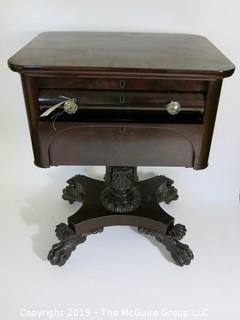 Furniture: Vintage: Antique: Writing Desk Circa 1830 - Carved Clawfoot Pedestal 