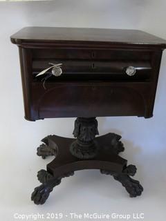 Furniture: Vintage: Antique: Writing Desk Circa 1830 - Carved Clawfoot Pedestal 