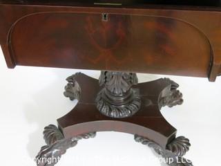 Furniture: Vintage: Antique: Writing Desk Circa 1830 - Carved Clawfoot Pedestal 