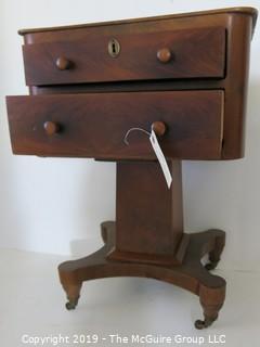 Furniture: Vintage: Antique: Two Drawer Table on casters (see all photos)