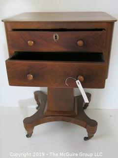 Furniture: Vintage: Antique: Two Drawer Table on casters (see all photos)