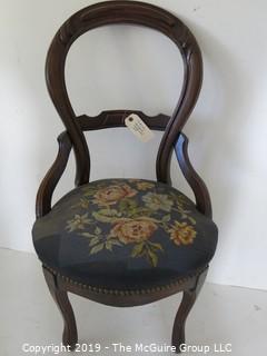 Furniture: Vintage: Antique: Victorian Chair with Needlepoint Seat