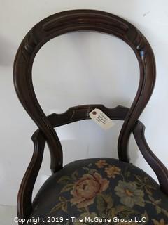 Furniture: Vintage: Antique: Victorian Chair with Needlepoint Seat