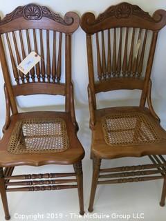 Furniture: Vintage: Antique: Two Cain Woven Spindle Seats (need reweaving) 