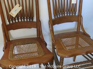 Furniture: Vintage: Antique: Two Cain Woven Spindle Seats (need reweaving) 