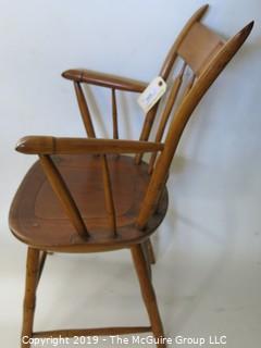 Furniture: Vintage: Antique: Curved Back Spindle Seat w/ interesting insert?