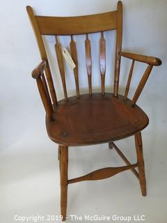 Furniture: Vintage: Antique: Curved Back Spindle Seat w/ interesting insert?