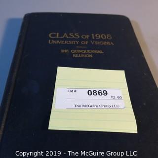 Collectible: Books: Vintage: Historic: Class of 1908 Reunion Virginia