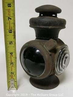 Collectible: Antique: 8" T Railroad Signal Light; red and clear lenses