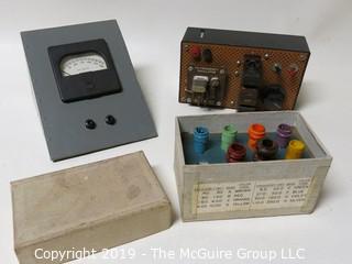 Electronics: Radio Parts: GE AC Volt Meter; Radio Shack Perf Box