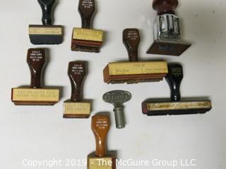 Collection of Office M-C Ink Stamps and holder