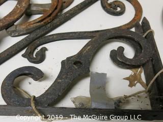 Misc: Early Monkey Wrench; Horseshoes; Ice Tongs; Iron Scroll Work 