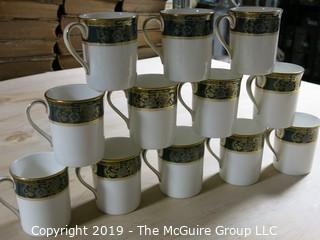 (83) Piece Set of Royal Doulton English Bone China; Carlyle Pattern; 7 piece settings; (12) dinner plates; (12) salad Plates; (12) dessert plates; (11) coffee saucers; (12) coffee cups; (12) demi-tasse Cups; (12) demi-tasse saucers