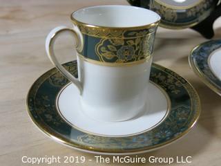 (83) Piece Set of Royal Doulton English Bone China; Carlyle Pattern; 7 piece settings; (12) dinner plates; (12) salad Plates; (12) dessert plates; (11) coffee saucers; (12) coffee cups; (12) demi-tasse Cups; (12) demi-tasse saucers