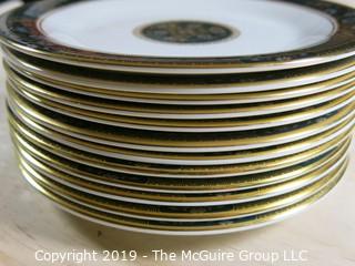 (83) Piece Set of Royal Doulton English Bone China; Carlyle Pattern; 7 piece settings; (12) dinner plates; (12) salad Plates; (12) dessert plates; (11) coffee saucers; (12) coffee cups; (12) demi-tasse Cups; (12) demi-tasse saucers