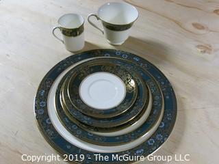 (83) Piece Set of Royal Doulton English Bone China; Carlyle Pattern; 7 piece settings; (12) dinner plates; (12) salad Plates; (12) dessert plates; (11) coffee saucers; (12) coffee cups; (12) demi-tasse Cups; (12) demi-tasse saucers