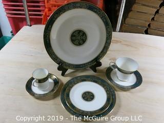 (83) Piece Set of Royal Doulton English Bone China; Carlyle Pattern; 7 piece settings; (12) dinner plates; (12) salad Plates; (12) dessert plates; (11) coffee saucers; (12) coffee cups; (12) demi-tasse Cups; (12) demi-tasse saucers