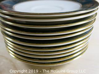 (83) Piece Set of Royal Doulton English Bone China; Carlyle Pattern; 7 piece settings; (12) dinner plates; (12) salad Plates; (12) dessert plates; (11) coffee saucers; (12) coffee cups; (12) demi-tasse Cups; (12) demi-tasse saucers