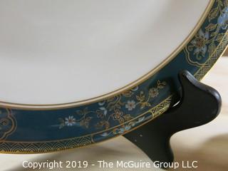 (83) Piece Set of Royal Doulton English Bone China; Carlyle Pattern; 7 piece settings; (12) dinner plates; (12) salad Plates; (12) dessert plates; (11) coffee saucers; (12) coffee cups; (12) demi-tasse Cups; (12) demi-tasse saucers