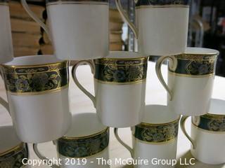 (83) Piece Set of Royal Doulton English Bone China; Carlyle Pattern; 7 piece settings; (12) dinner plates; (12) salad Plates; (12) dessert plates; (11) coffee saucers; (12) coffee cups; (12) demi-tasse Cups; (12) demi-tasse saucers