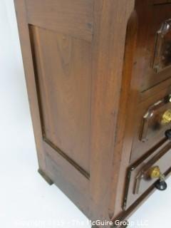 Furniture: Vintage: Antique: 3-Drawer Chest w/White Marble Top and Excellent Veneers, on Casters; 29 x 16 x 29 1/2"T 