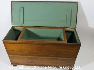 Furniture: Vintage: Antique: Large Pine Felt-Lined 'Blanket Box?' w/Sliding Tray; 50W x 18 1/2D x 29"T