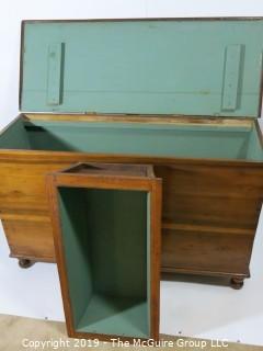 Furniture: Vintage: Antique: Large Pine Felt-Lined 'Blanket Box?' w/Sliding Tray; 50W x 18 1/2D x 29"T