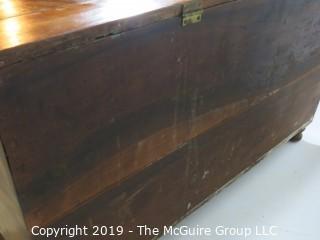 Furniture: Vintage: Antique: Large Pine Felt-Lined 'Blanket Box?' w/Sliding Tray; 50W x 18 1/2D x 29"T