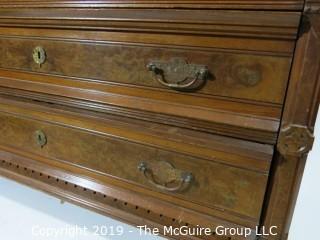 Furniture: Vintage: Antique: 3 Drawer Marble Top Chest; Excellent Veneers; 45 x 21 x 28 1/2"T