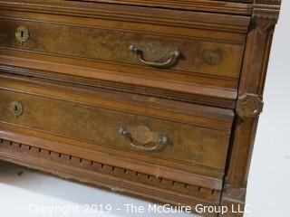 Furniture: Vintage: Antique: 3 Drawer Marble Top Chest; Excellent Veneers; 45 x 21 x 28 1/2"T