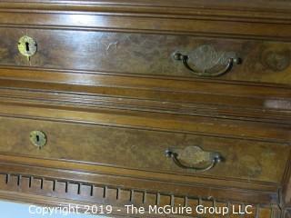 Furniture: Vintage: Antique: 3 Drawer Marble Top Chest; Excellent Veneers; 45 x 21 x 28 1/2"T