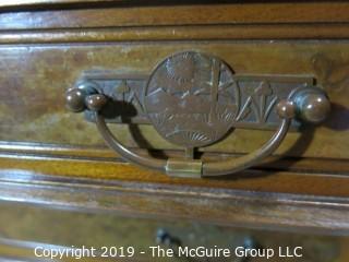 Furniture: Vintage: Antique: 3 Drawer Marble Top Chest; Excellent Veneers; 45 x 21 x 28 1/2"T