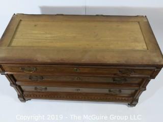 Furniture: Vintage: Antique: 3 Drawer Marble Top Chest; Excellent Veneers; 45 x 21 x 28 1/2"T