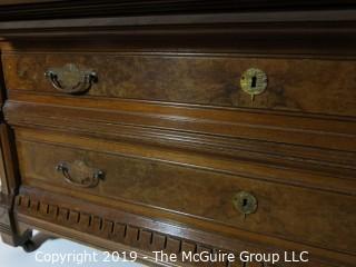 Furniture: Vintage: Antique: 3 Drawer Marble Top Chest; Excellent Veneers; 45 x 21 x 28 1/2"T