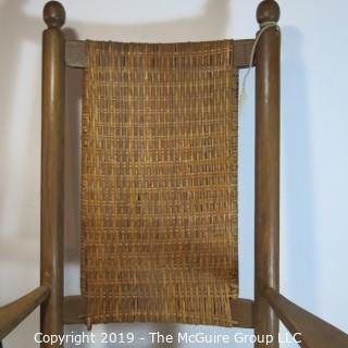 Furniture: Vintage: Antique: Cain Woven Rocking Arm Chair Spindle