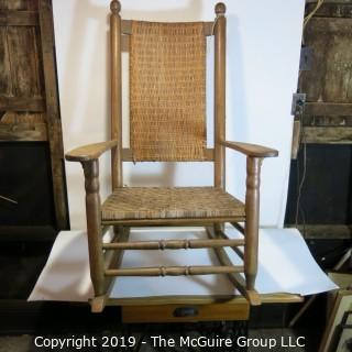 Furniture: Vintage: Antique: Cain Woven Rocking Arm Chair Spindle