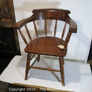 Furniture: Vintage: Antique: Arm Chair: Spindle: Captains style - dark wood